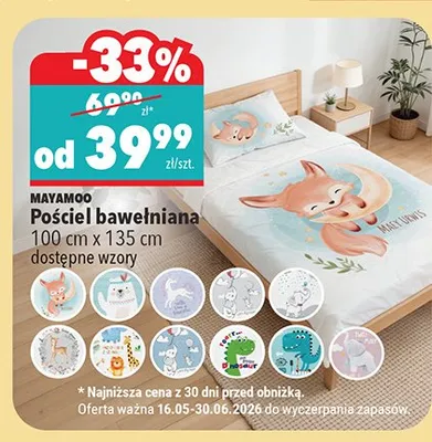 Pościel bawełniana MAYAMOO 100cm x 135cm promocja w Biedronka