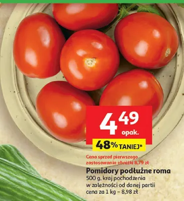 Pomidory podłużne roma promocja w Auchan