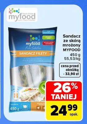 Sandacz ze skórą mrożony Myfood promocja w Carrefour