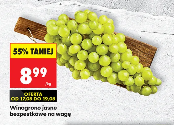 Winogrono jasne bezpestkowe na wagę promocja w Biedronka