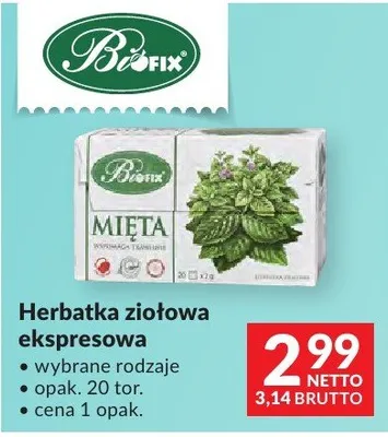 Herbatka ziołowa ekspresowa Bifix opak. 20 tor. promocja w Makro