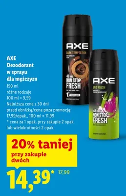 Dezodorant w sprayu dla mężczyzn Axe promocja w Lidl