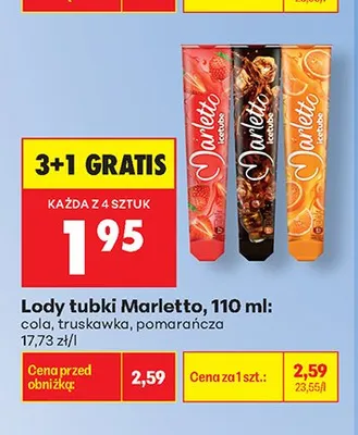 Lody tubki Marletto Pomarańcza 110 ml promocja w Biedronka