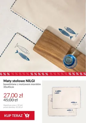 Maty stołowe Nilgi bawełniane z motywem morskim 35x45 cm promocja w Homla