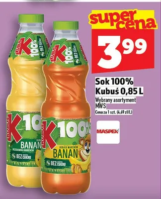 Sok 100% Kubuś bananowy promocja w TOPAZ