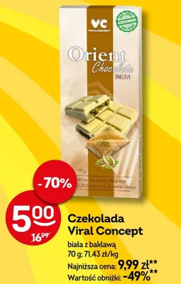 Czekolada Viral Concept biała z baklawą promocja w Żabka