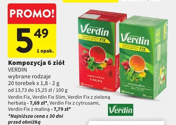 Kompozycja 6 ziół Verdin Fix promocja w Intermarche
