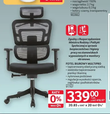 Fotel biurowy Multipro promocja w Selgros