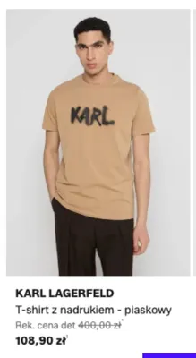 T-shirt z nadrukiem Karl Lagerfeld piaskowy promocja w Lounge by Zalando