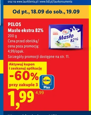 Masło ekstra Pilos 82% promocja w Lidl
