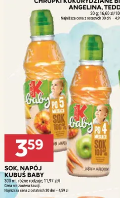 Sok 100% Jabłko Marchew Kubuś Baby po 4 miesiącu promocja w Stokrotka