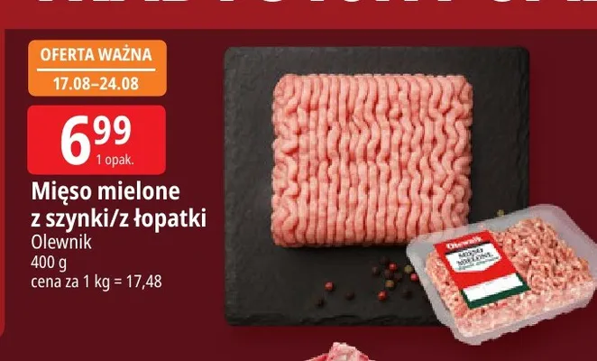 Mięso mielone z łopatki Olewnik promocja w Leclerc