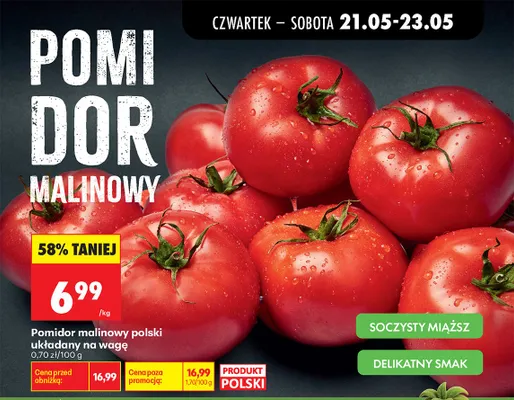 Pomidor malinowy polski układany na wagę promocja w Biedronka