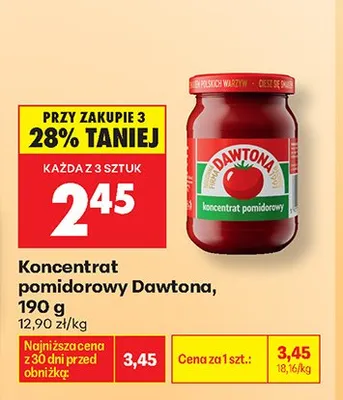 Koncentrat pomidorowy Dawtona promocja w Biedronka