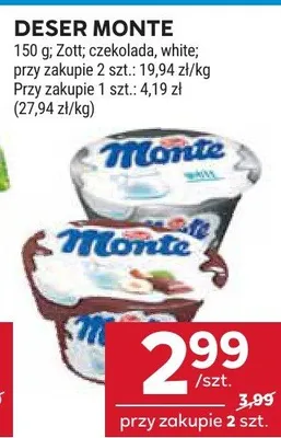 Deser Monte czekolada, white, karmel promocja w Stokrotka