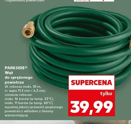 Wąż do sprężonego powietrza PARKSIDE dł. robocza maks. 10m promocja w Kaufland