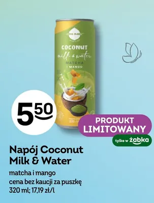 Napój Coconut Milk & Water Coco Planet matcha i mango promocja w Żabka