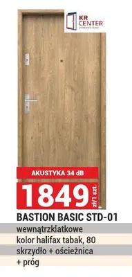 Drzwi BASTION BASIC STD-01 wewnątrz­klatkowe kolor halifax tabak, 80 skrzydło + ościeżnica + próg promocja w Merkury Market