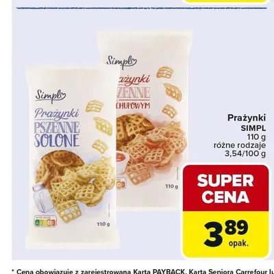 Prażynki pszenne solone Simpl promocja w Carrefour Market