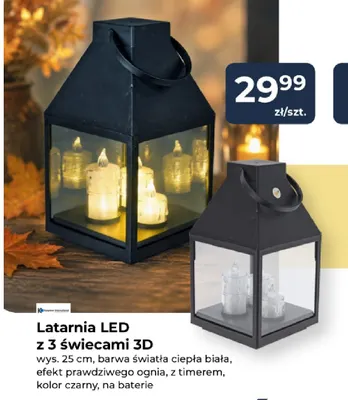 Latarnia LED z 3 świecami 3D Koopman International promocja w PSB Mrówka
