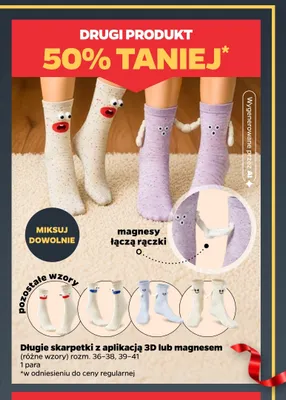 Długie skarpetki z aplikacją 3D promocja w Netto
