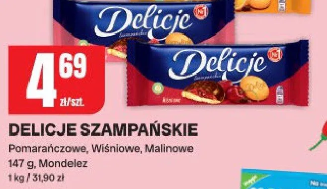Ciastka szampańskie pomarańczowe, wiśniowe, malinowe promocja w Chorten