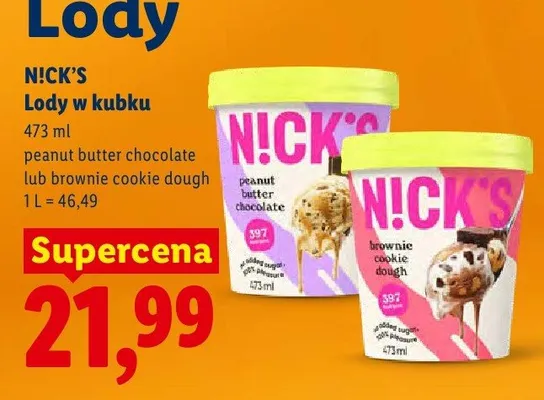 Lody w kubku brownie cookie dough promocja w Lidl