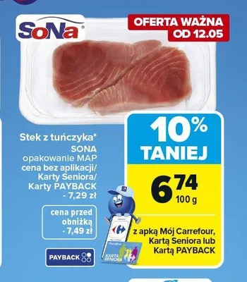 Stek z tuńczyka SONA promocja w Carrefour
