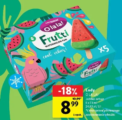 Lody Frutti jabłko-arbuz O la la! promocja w Intermarche