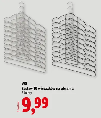 Zestaw 10 wieszaków na ubrania W5 promocja w Lidl
