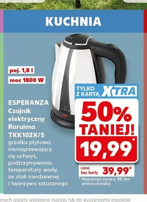 Czajnik elektryczny Roraima TKK102X/S ESPERANZA promocja w Kaufland