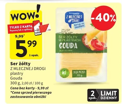 Ser żółty plastry Gouda promocja w Intermarche