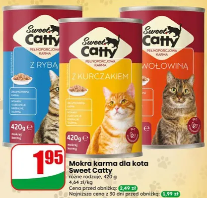 Mokra karma dla kota z kurczakiem Sweet Catty promocja w Dino