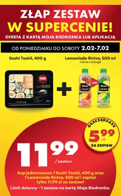 Zestaw: Sushi Toshii + Lemoniada Riviva  promocja w Biedronka