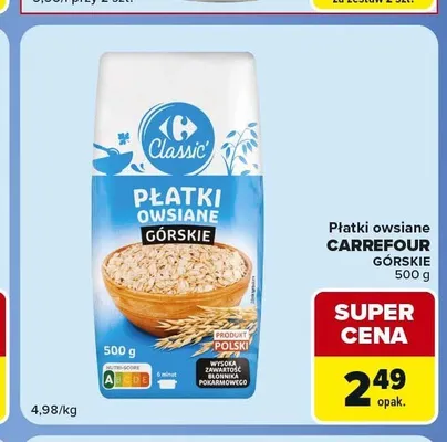Płatki owsiane górskie Carrefour Classic promocja w Carrefour Express