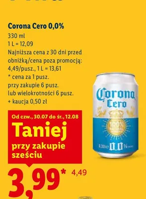 Piwo bezalkoholowe Corona Cero promocja w Lidl