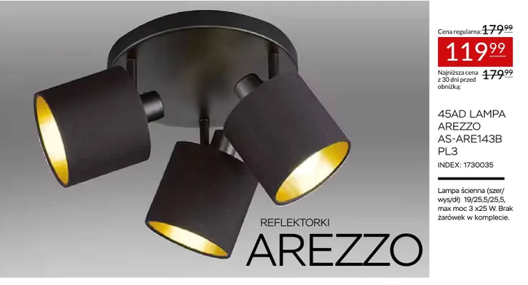 45AD Lampa Arezzo AS-ARE143B PL3 promocja w Abra Meble