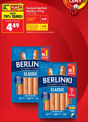 Parówki Berlinki Morliny promocja w Biedronka
