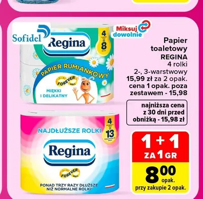 Papier toaletowy 3-warstwowy Regina 4 rolki promocja w Carrefour Market
