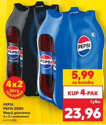 Napój gazowany Pepsi Zero 4 x 2 l promocja w Kaufland