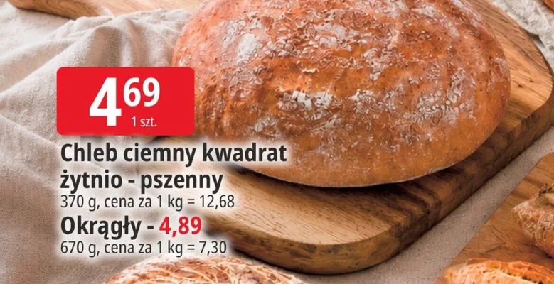 Chleb okrągły żytnio-pszenny promocja w Leclerc