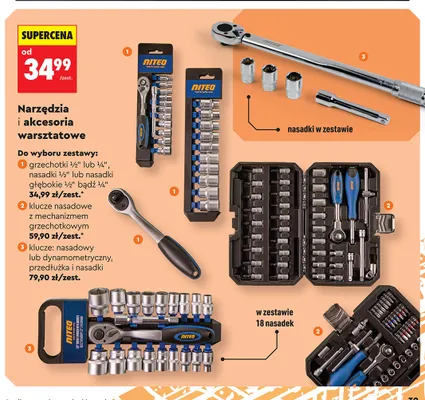 Nasadki 1/2" Niteo promocja w Biedronka