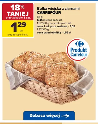 Bułka wiejska z ziarnami CARREFOUR promocja w Carrefour