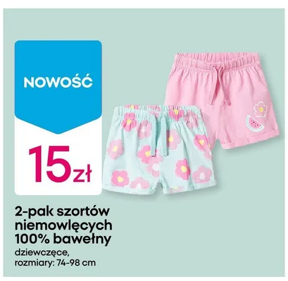 2-pak szortów niemowlęcych 100% bawełny dziewczęce promocja w Pepco