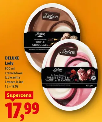 Lody czekoladowe lub wanilia i owoce leśne promocja w Lidl