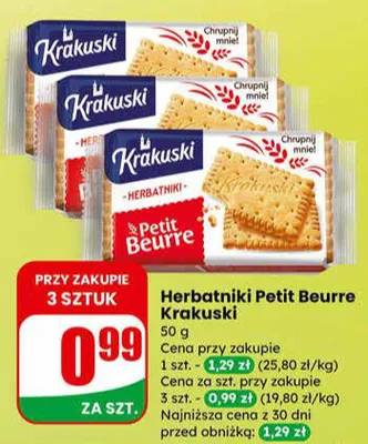 Herbatniki Petit Beurre Krakuski promocja w Dino