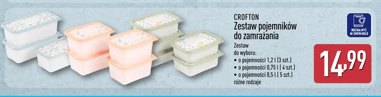 Zestaw pojemników do zamrażania 1,2 l 3 szt. Crofton promocja w Aldi
