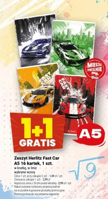 Zeszyt Herlitz Fast Car A5 16 kartek promocja w Twój Market