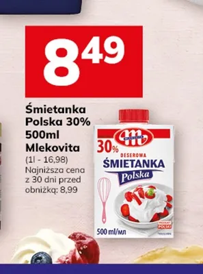Śmietanka Polska 30% Mlekovita promocja w Hitpol