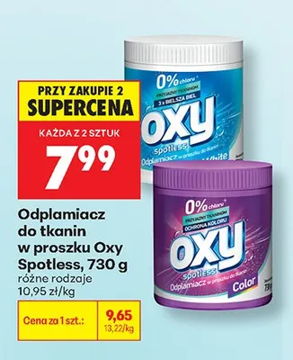 Odplamiacz do tkanin w proszku Oxy Spotless White promocja w Biedronka